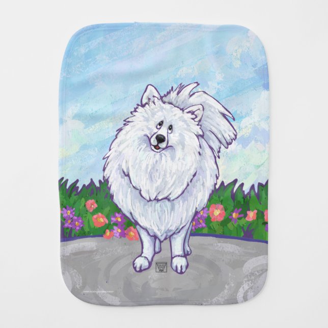 White Pomeranian Gifts & Accessories Burp Cloth (Front)