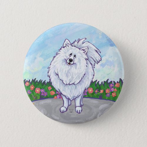 White Pomeranian Gifts  Accessories Button