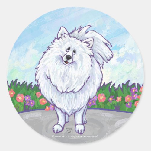 White Pomeranian Gifts  Accessories Classic Round Sticker