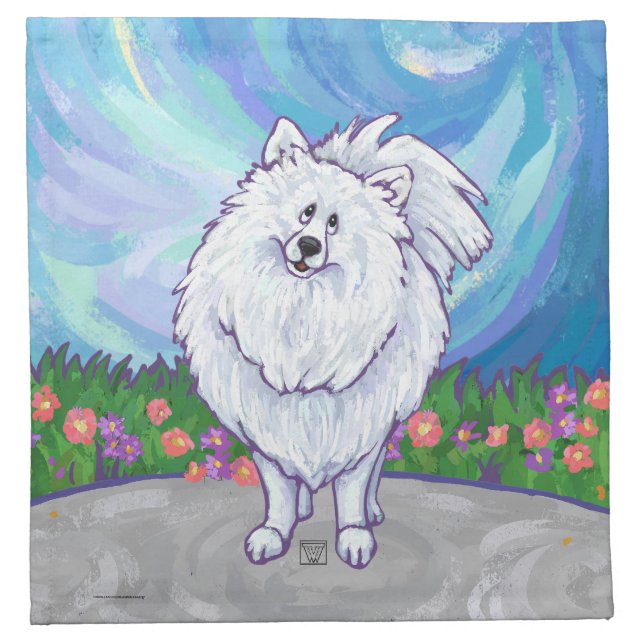 White Pomeranian Gifts & Accessories Cloth Napkin (Front)