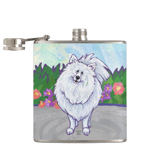 White Pomeranian Gifts & Accessories Flask (Opened)