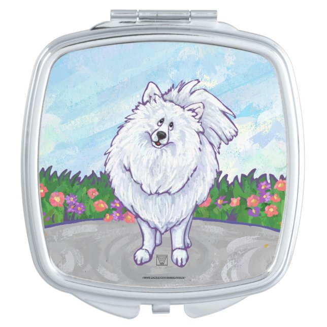 White Pomeranian Gifts & Accessories Makeup Mirror (Front)