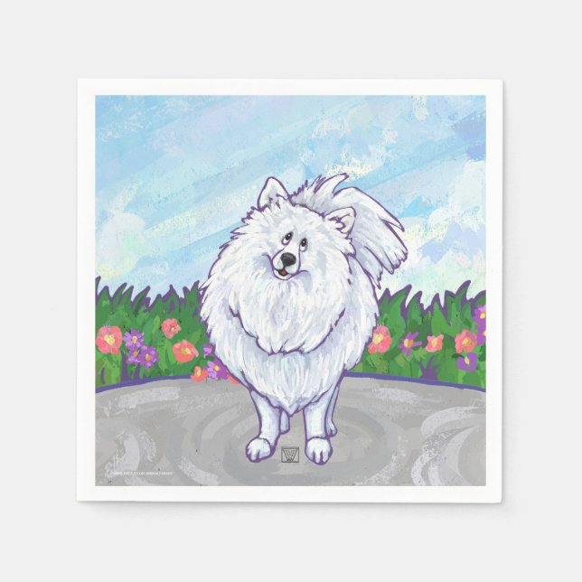 White Pomeranian Gifts & Accessories Napkins (Front)