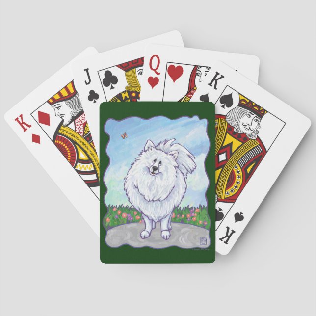 White Pomeranian Gifts & Accessories Poker Cards (Back)