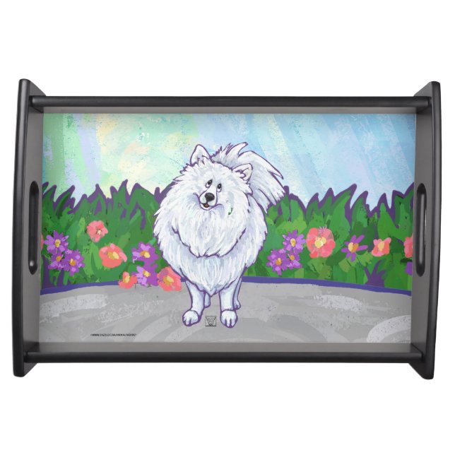 White Pomeranian Gifts & Accessories Serving Tray (Front)
