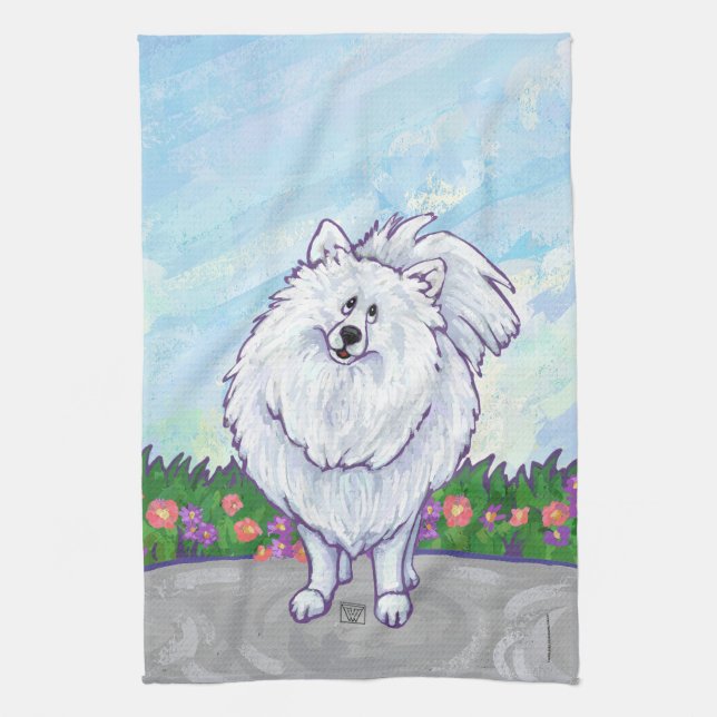 White Pomeranian Gifts & Accessories Towel (Vertical)