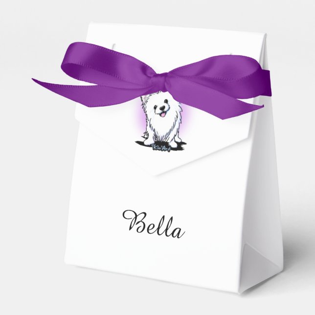 White Pomeranian Party Favor Bag Favor Boxes (Front Side)
