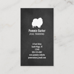 White Pomeranian Silhouette - Chalkboard Style Business Card