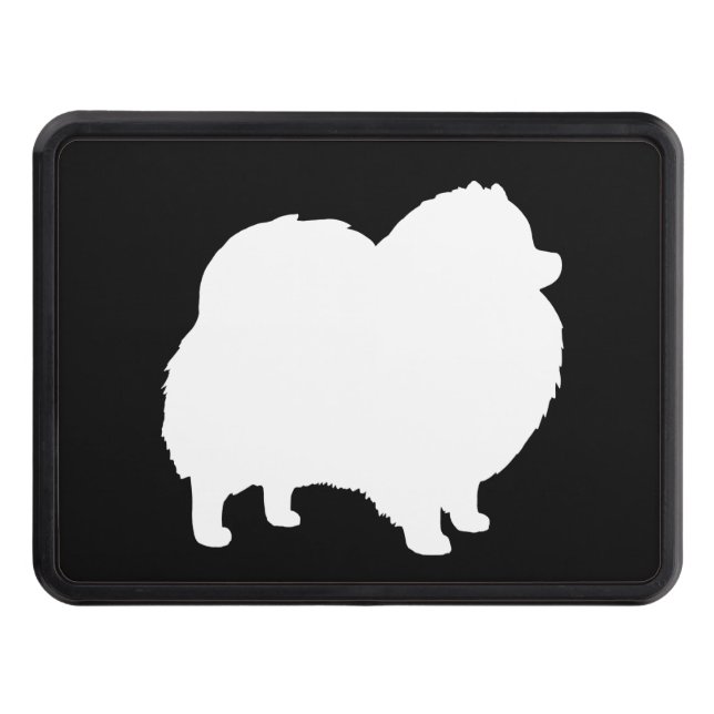 White Pomeranian Silhouette Hitch Cover (Front)