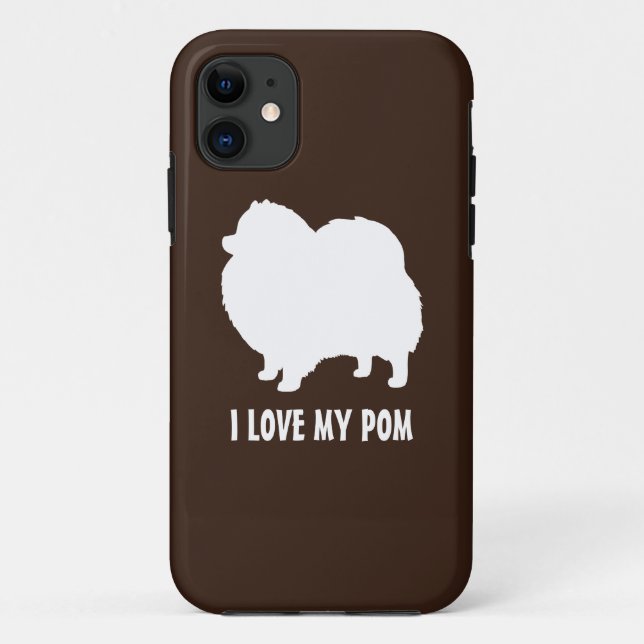 White Pomeranian Silhouette - I Love My Pom Case-Mate iPhone Case (Back)