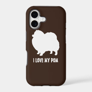 White Pomeranian Silhouette - I Love My Pom iPhone 17 Case