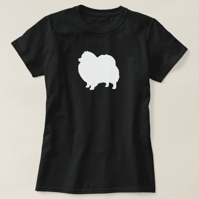 White Pomeranian Silhouette T-Shirt (Design Front)