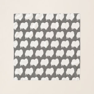 White Pomeranian Silhouettes Pattern Scarf