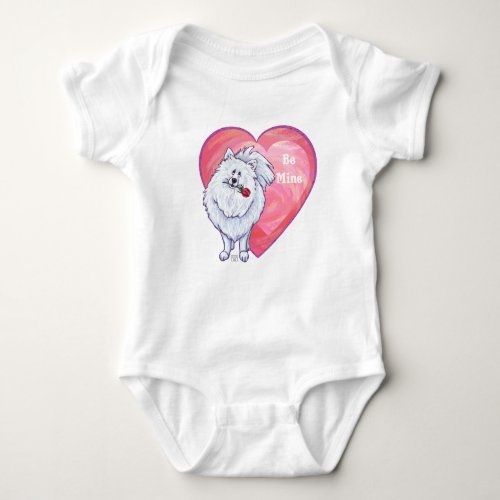 White Pomeranian Valentines Day Baby Bodysuit