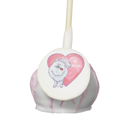 White Pomeranian Valentines Day Cake Pops