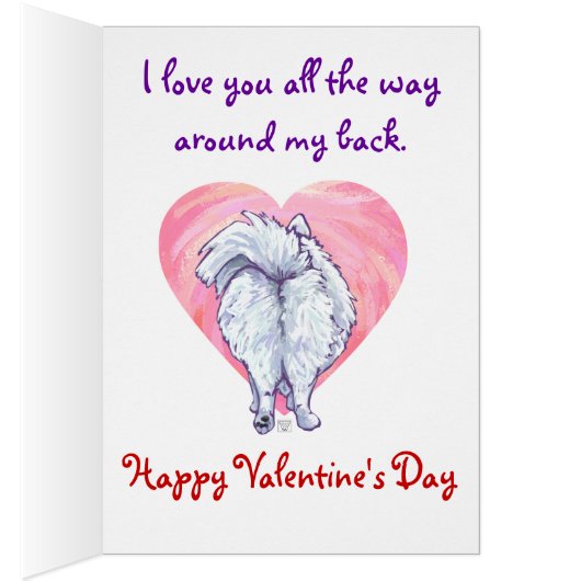 White Pomeranian Valentine's Day Cards (Inside (Right))