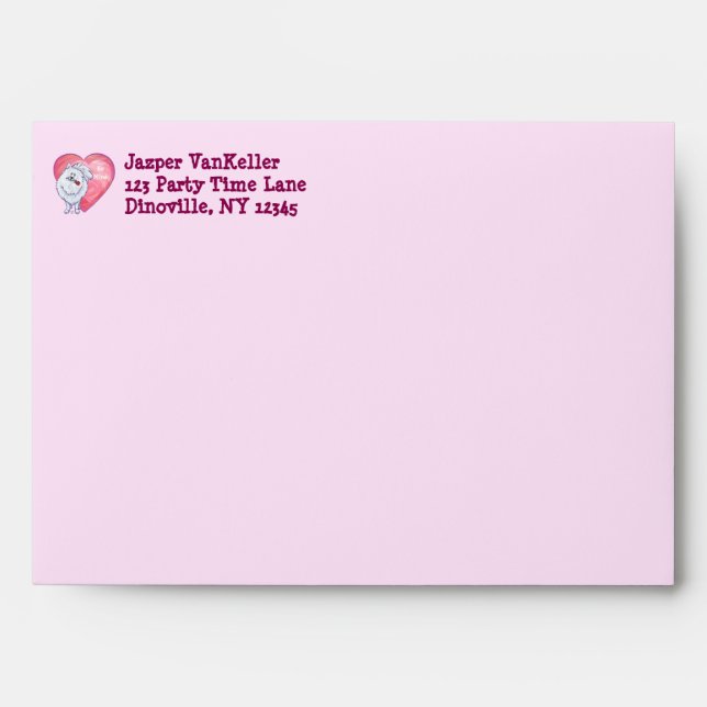 White Pomeranian Valentine's Day Envelope (Front)