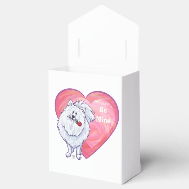 White Pomeranian Valentine's Day Favor Boxes (Opened)