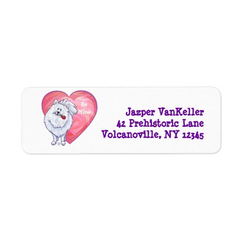 White Pomeranian Valentines Day Label