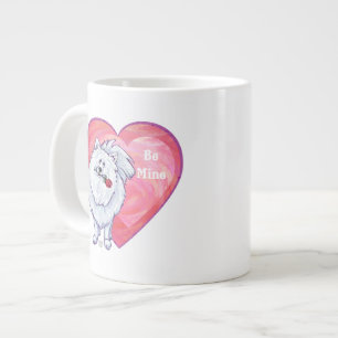 White Pomeranian Valentine's Day Large Coffee Mug