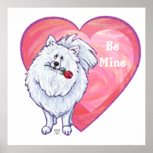 White Pomeranian Valentine's Day Poster