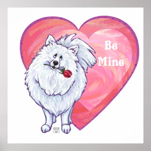 White Pomeranian Valentines Day Poster