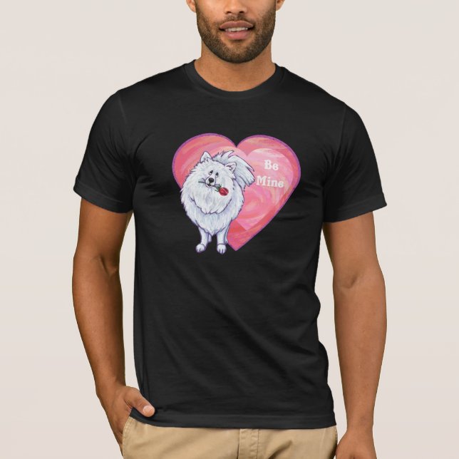 White Pomeranian Valentine's Day T-Shirt (Front)