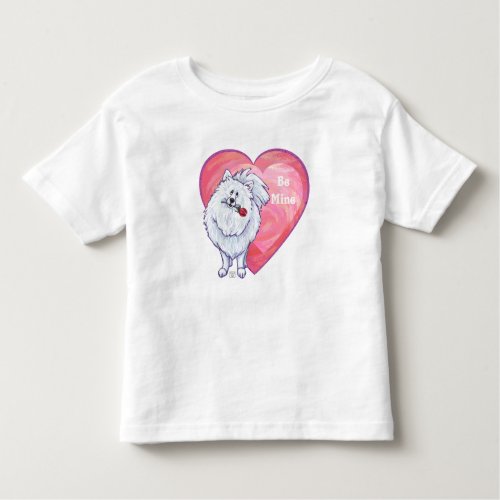 White Pomeranian Valentines Day Toddler T_shirt