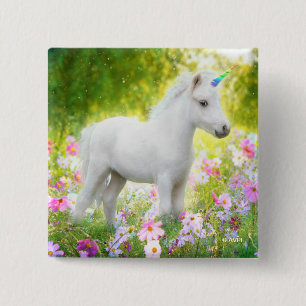 White Pony Unicorn Button