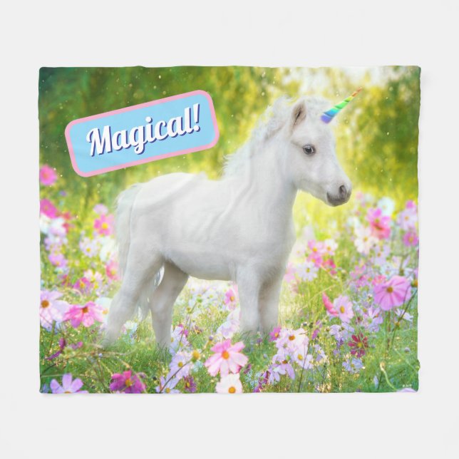 White Pony Unicorn Fleece Blanket (Front (Horizontal))