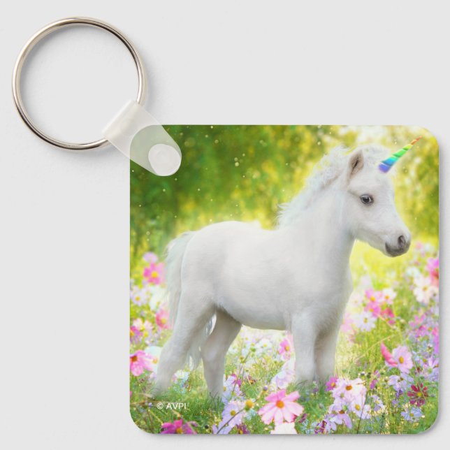 White Pony Unicorn Keychain (Front)