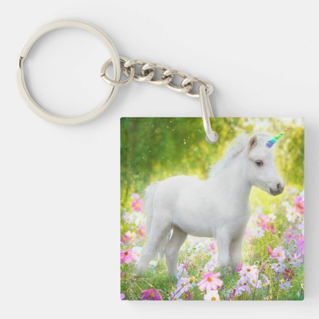 White Pony Unicorn Keychain (Front)