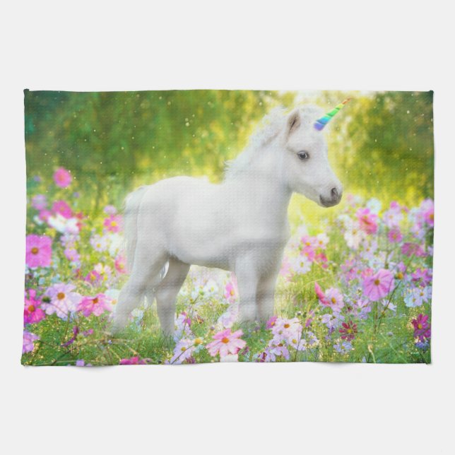 White Pony Unicorn Kitchen Towel (Horizontal)