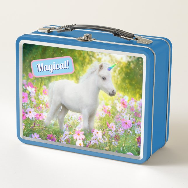 White Pony Unicorn Metal Lunch Box (Front)