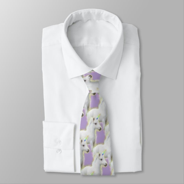 White Pony Unicorn Neck Tie (Tied)