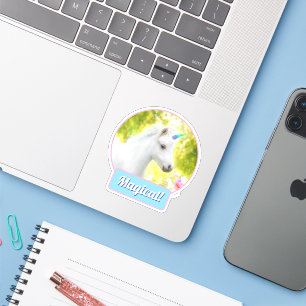 White Pony Unicorn Sticker