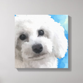 White Poodle Art Canvas Print