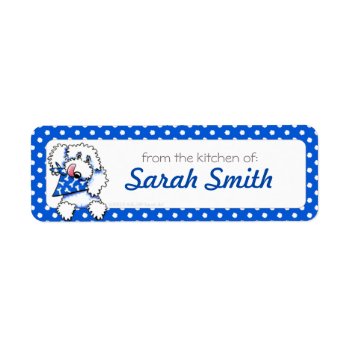 White Poodle Blue Dots Jar Canning Kitchen Labels by offleashart at Zazzle