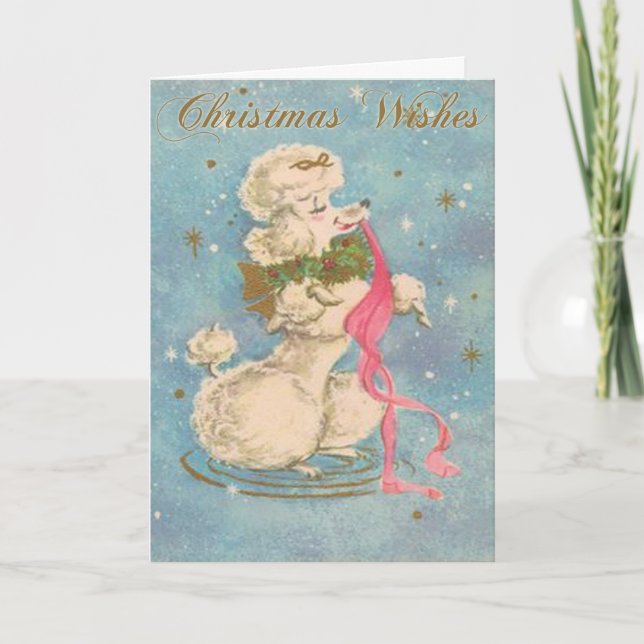 White Poodle Christmas Card (Front)