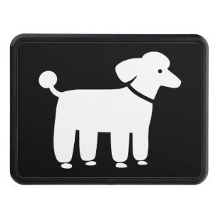 White Poodle Cool Pet Dog Design Black and White Tow Hitch Cover