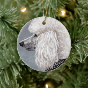 White Poodle Dog Art Ornament