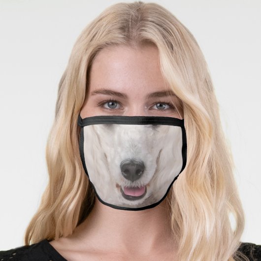 White Poodle Dog Face Mask (Worn Her)