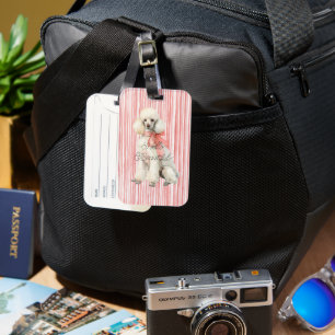 White Poodle Dog Hello Beautiful Luggage Tag