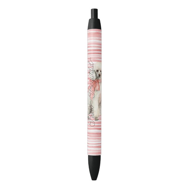 White Poodle Dog Hello Beautiful Pen (Front Vertical)