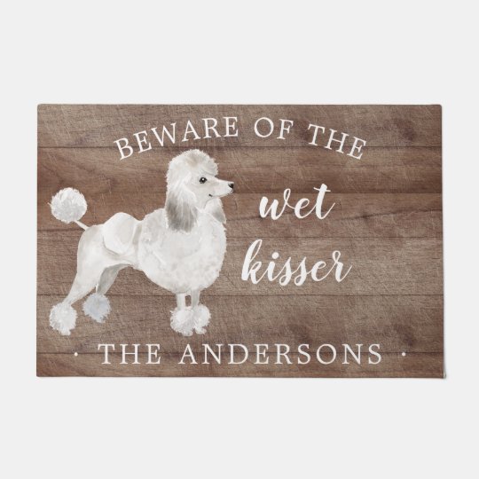 Download White Poodle Dog Personalized Door Mat | Zazzle.com