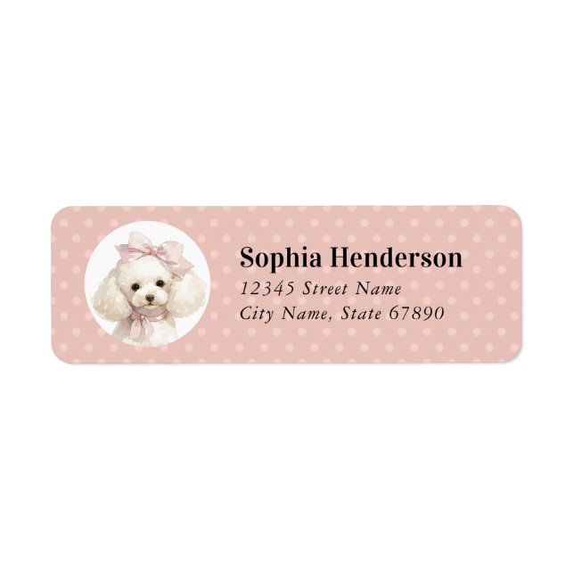 White Poodle Dog Return Address Label (Front)