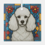 White Poodle Dog &quot;Stained Glass&quot;  Glass Ornament