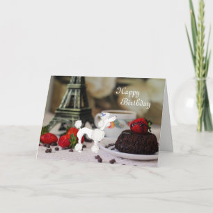 White Poodle Eiffel Tower Paris Dog Happy Birthday Card