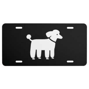 White Poodle Graphic License Plate