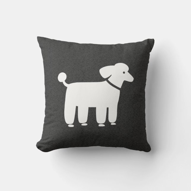 White Poodle Graphic Throw Pillow (Front)